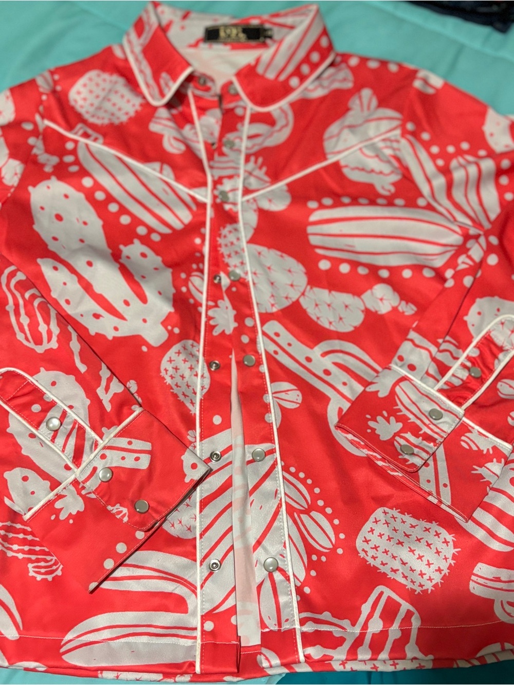 Lucky & Blessed (L&B) Western Pattern Button Down Shirt size Small